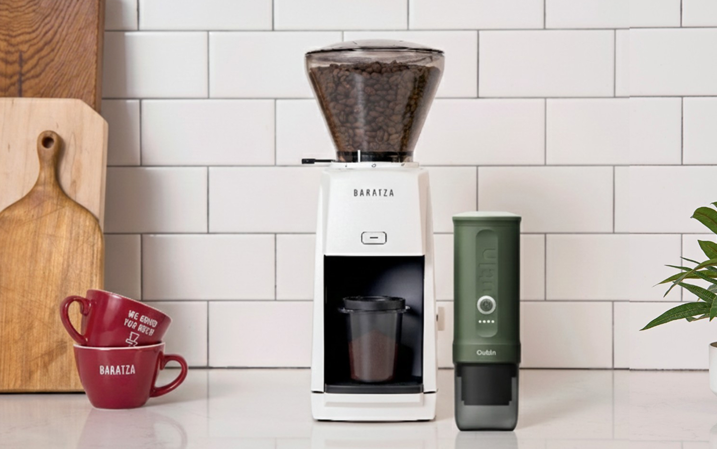 Baratza Encore ESP grinder and OutIn Nano portable espresso machine